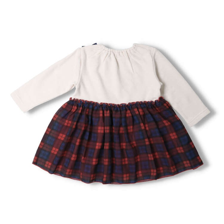 柔らか裏毛チェック柄スカート長袖ワンピース(80cm-130cm) | 子供服