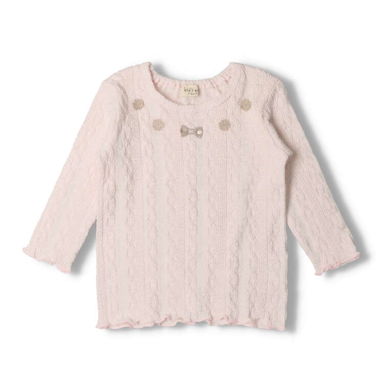 Long-sleeved T-shirt with flower and ribbon motif
