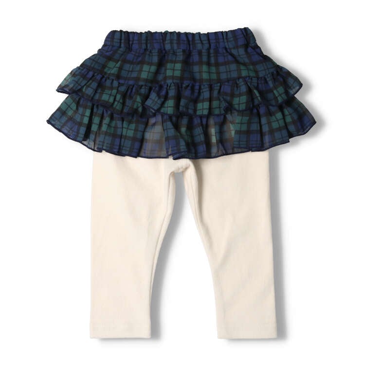 Pants with checked chiffon skirt
