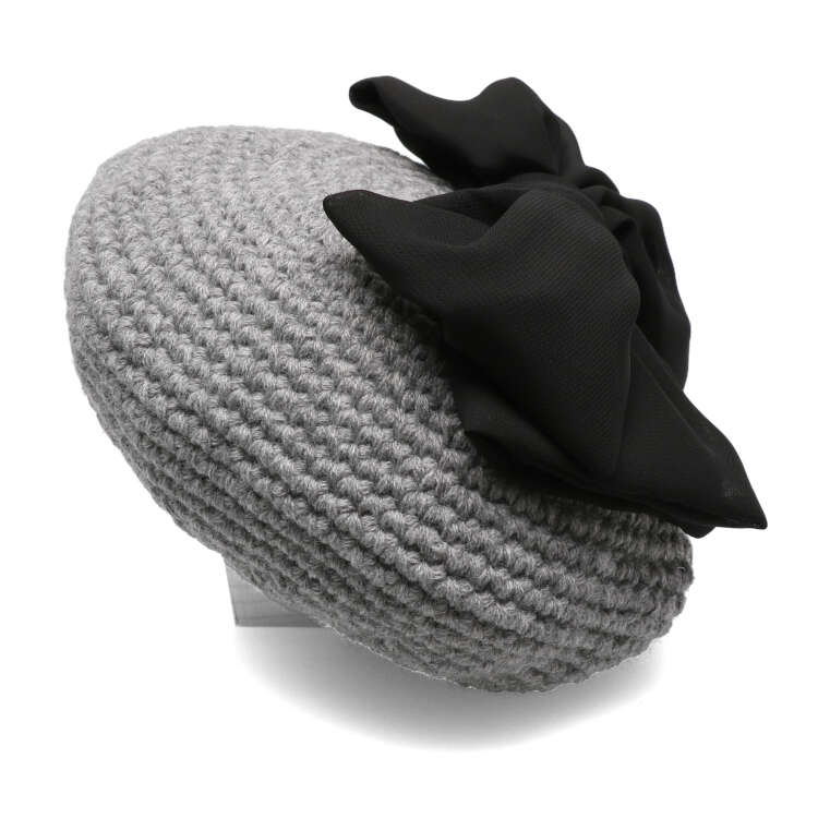 Acrylic knit hat with chiffon ribbon