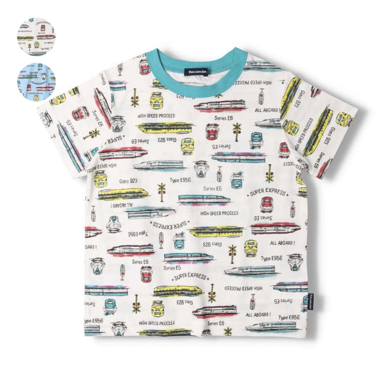 JR Shinkansen train whole pattern short-sleeved T-shirt