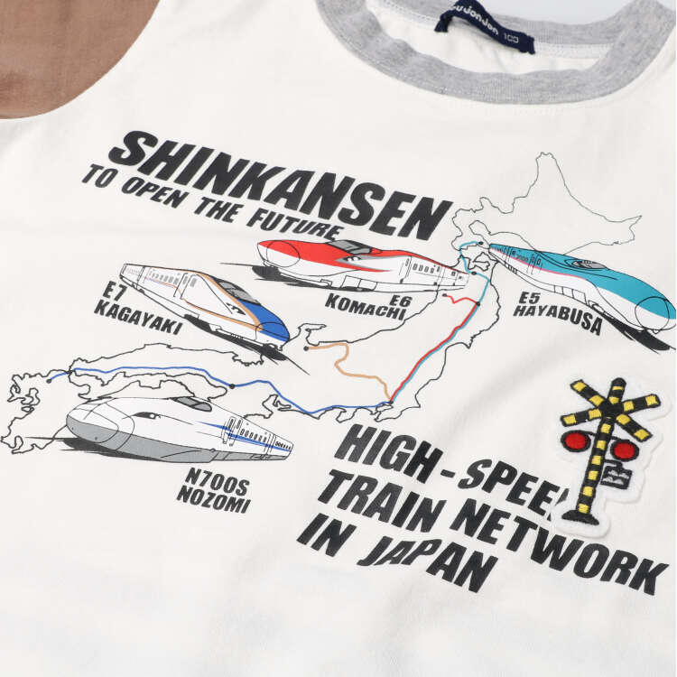 Shinkansen train map print switching short-sleeved T-shirt