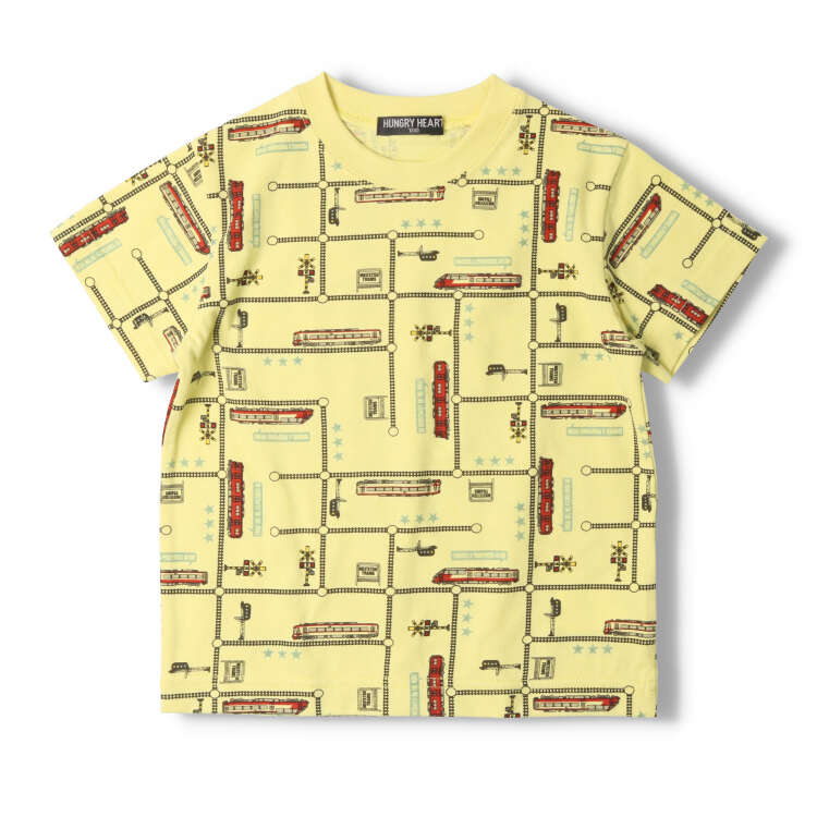 Meitetsu train whole pattern print short sleeve T-shirt