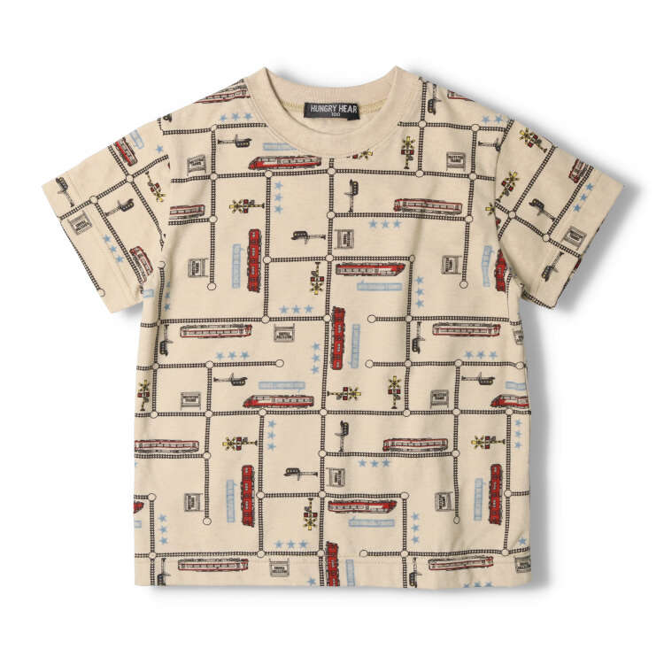 Meitetsu train whole pattern print short sleeve T-shirt