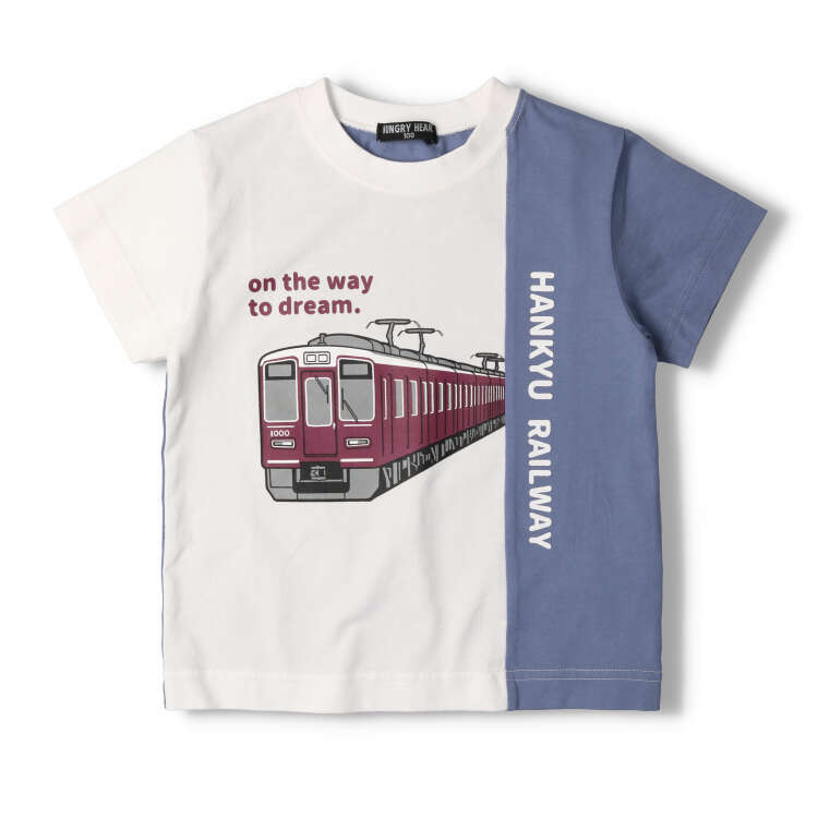 阪急火车印花拼色短袖T恤