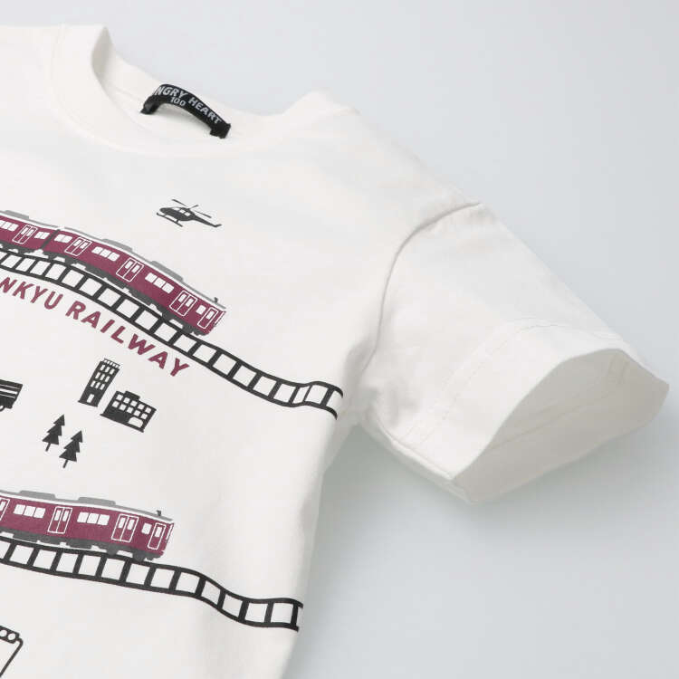 Hankyu train & landscape print short-sleeved T-shirt