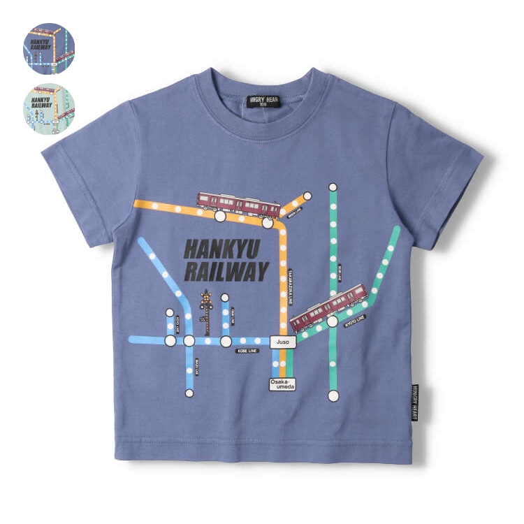 Hankyu train route map print short-sleeved T-shirt