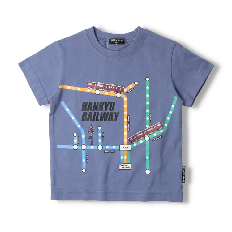 Hankyu train route map print short-sleeved T-shirt