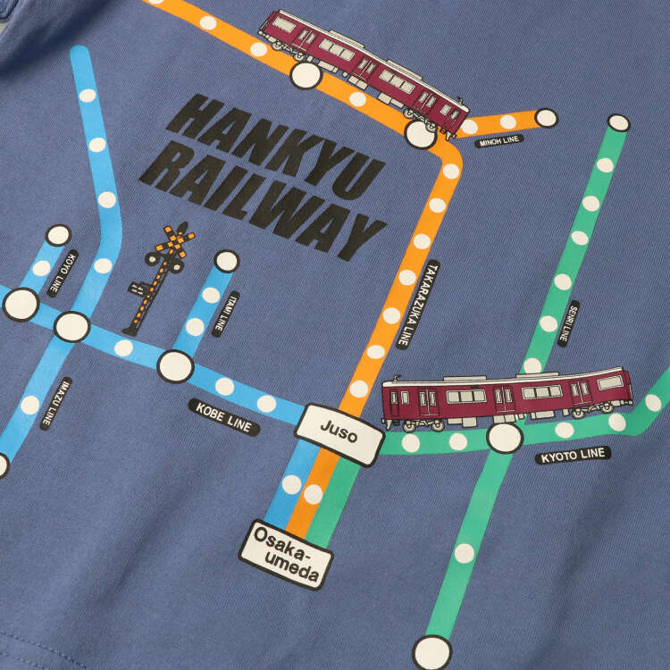 阪急电车路线图印花短袖T恤