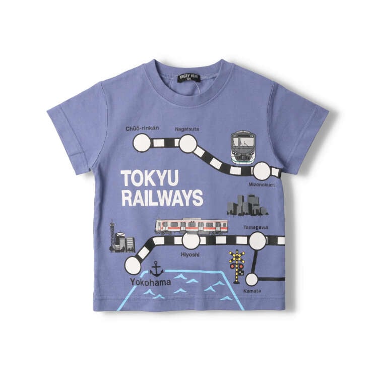 Tokyu train route map print short-sleeved T-shirt
