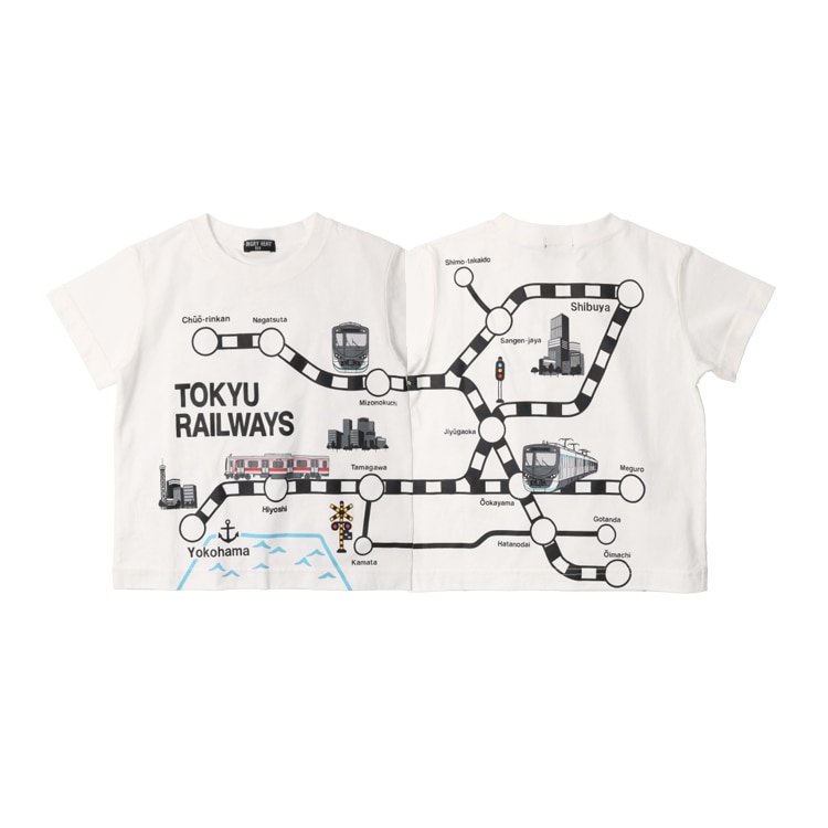 Tokyu train route map print short-sleeved T-shirt