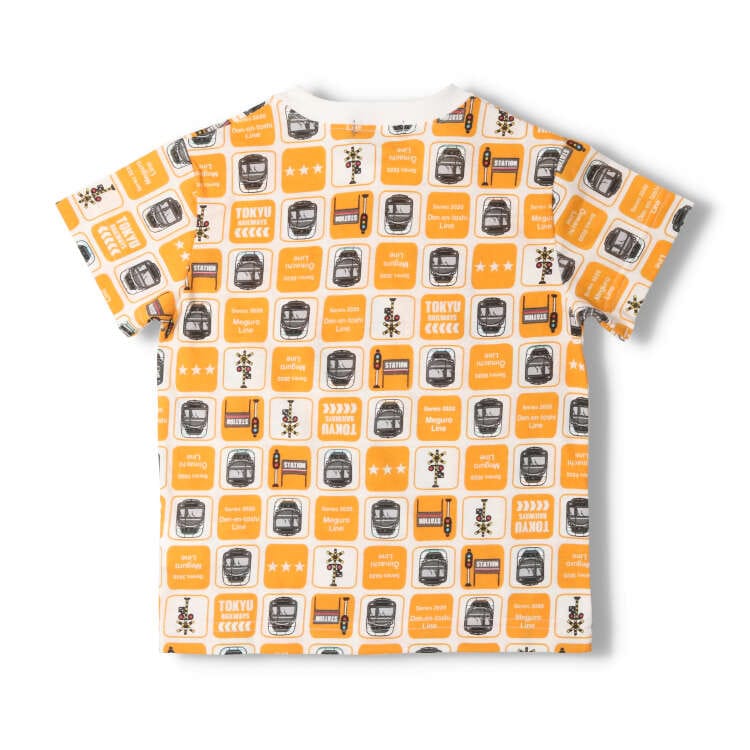 Tokyu train whole pattern print short-sleeved T-shirt