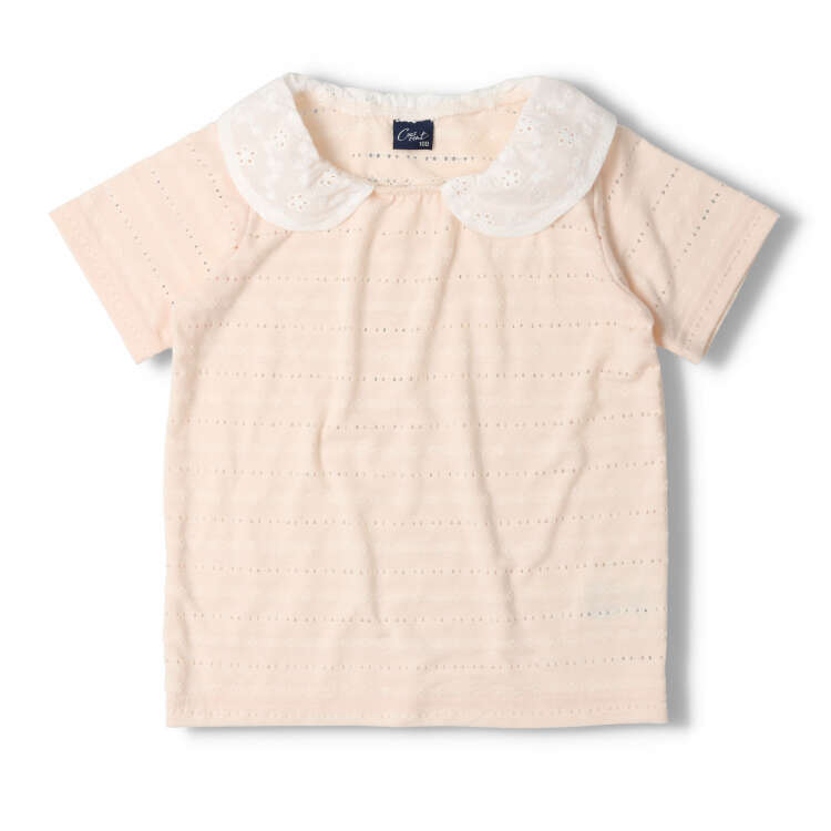 Lace collar plain short-sleeved T-shirt