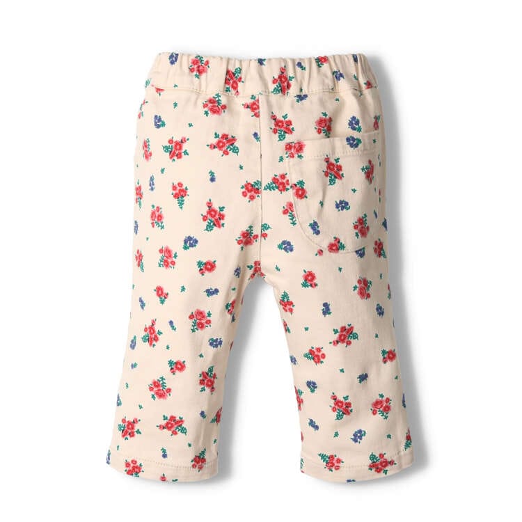 Plain / small flower pattern stretch twill shorts
