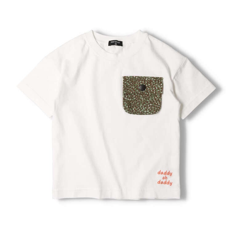 Short-sleeved T-shirt with leopard print pocket