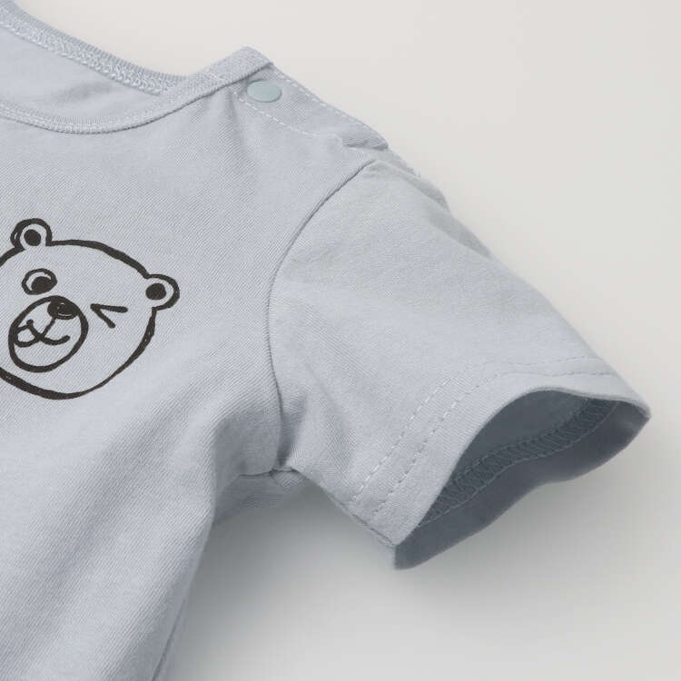 Bear print short-sleeved T-all romper