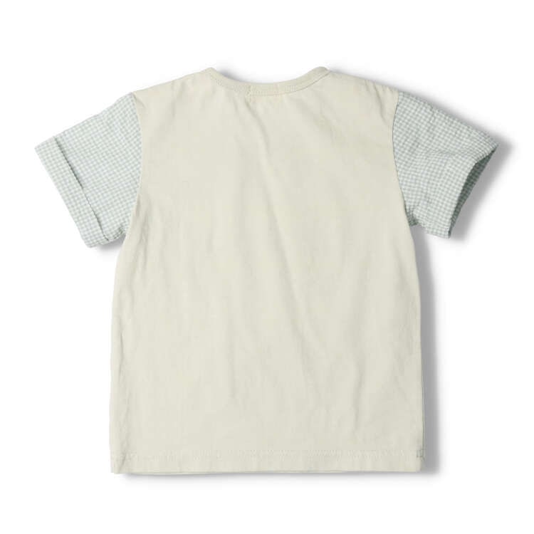 Sleeve gingham short sleeve T-shirt