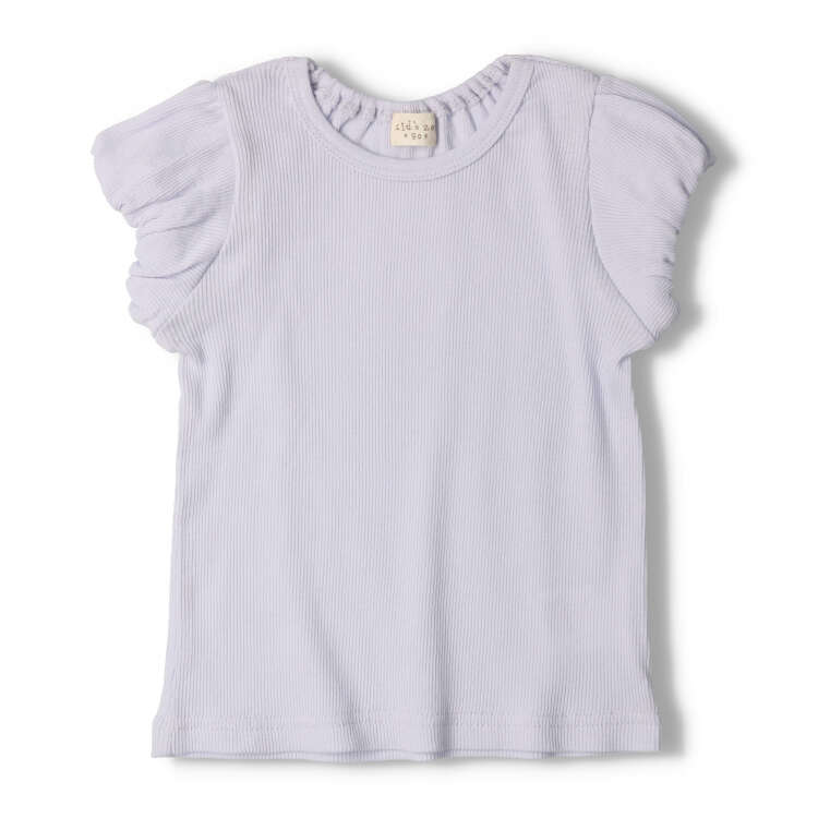 Plain balloon sleeve short-sleeved T-shirt
