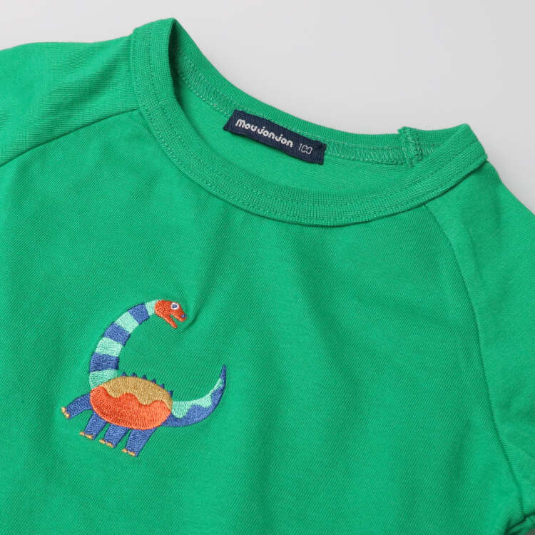 Long-sleeved T-shirt with animal/dinosaur embroidery