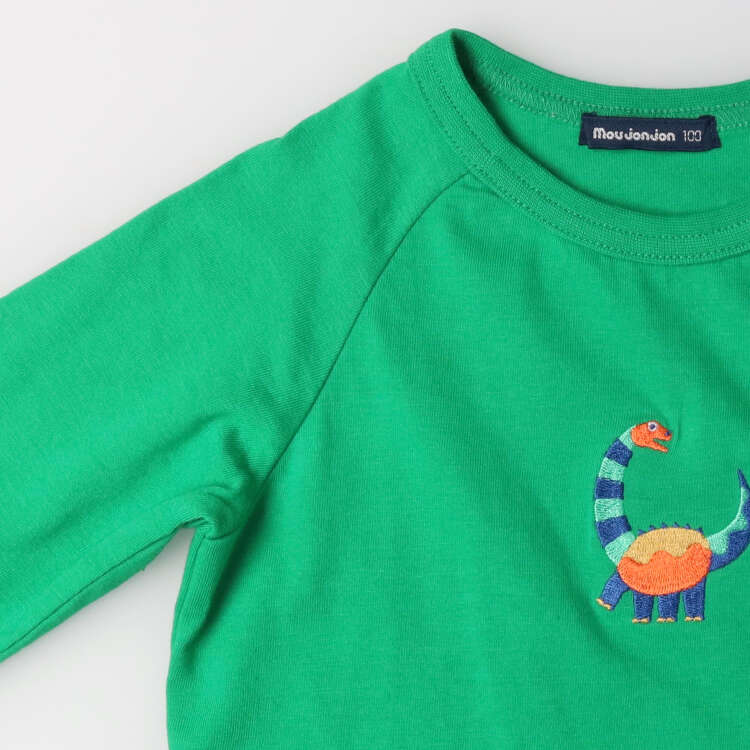 Long-sleeved T-shirt with animal/dinosaur embroidery