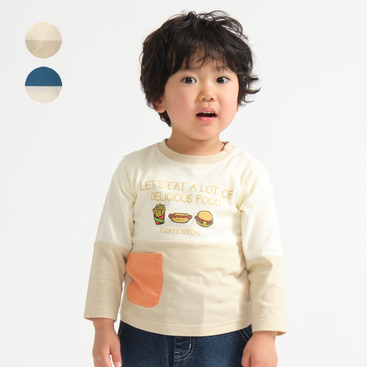 ファーストフードプリント切替長袖Ｔシャツ | 子供服の通販はこどもの