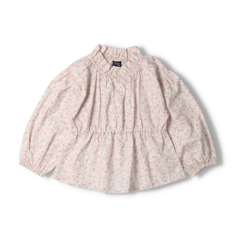 Floret / plain broad blouse