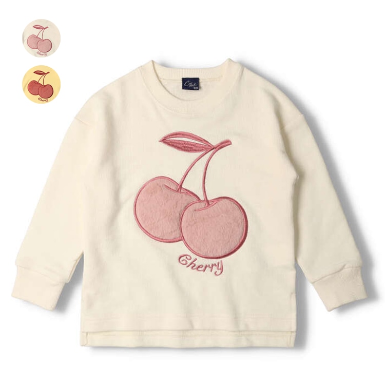 Cherry applique sweatshirt (yellow, 90cm)