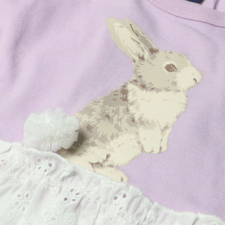 うさぎプリントレース切り替え長袖Ｔシャツ | 子供服の通販はこどもの