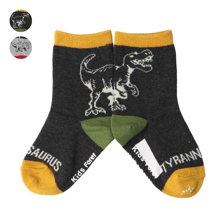 Connecting Dinosaur Crew Socks (Black, 20cm)