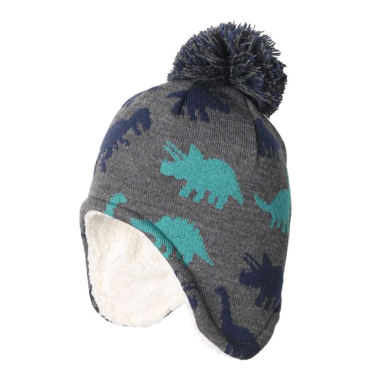 Acrylic knit hat with dinosaur ears