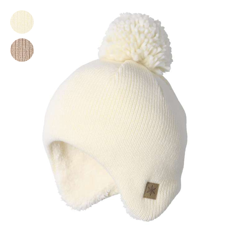 Acrylic knit hat with fluffy ears