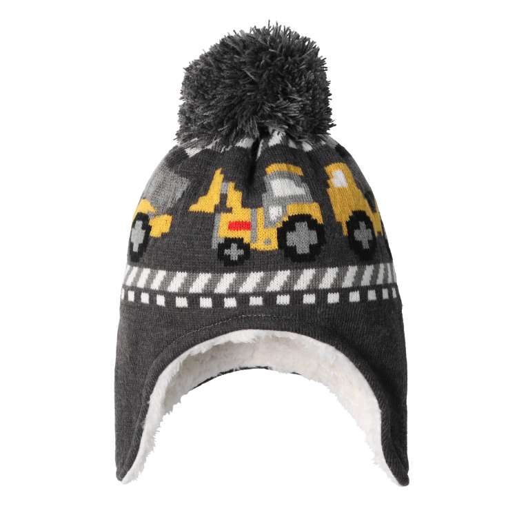 Working Car Pattern Knit Hat with Ears