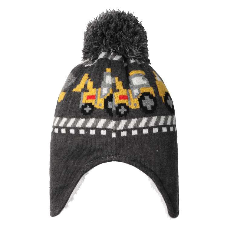 Working Car Pattern Knit Hat with Ears