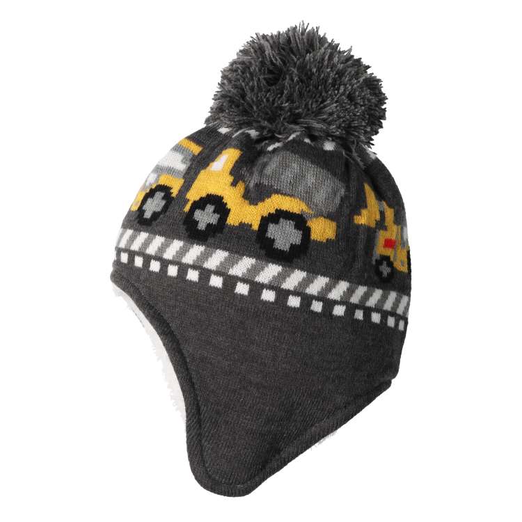 Working Car Pattern Knit Hat with Ears