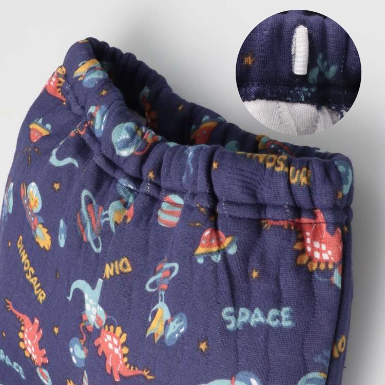 Space dinosaur print long sleeve quilted pajamas