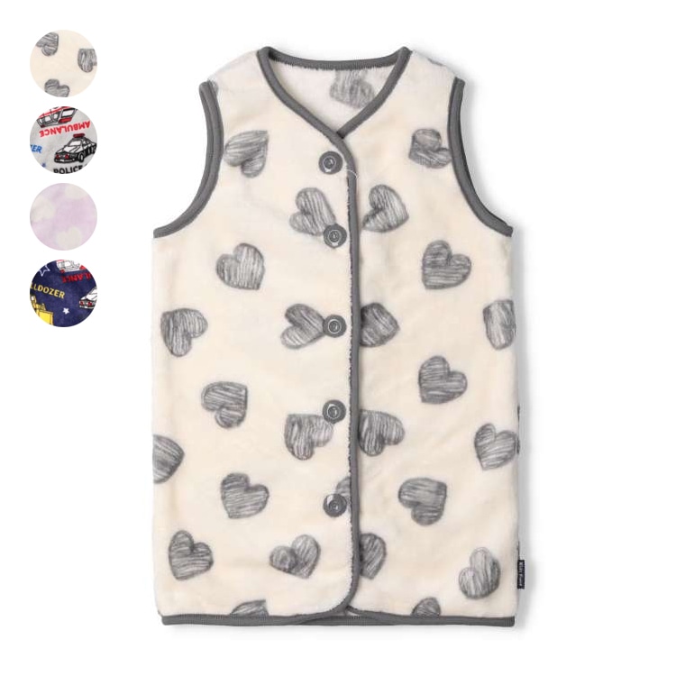 Heart and Working Car Pattern Boa Fleece Vest