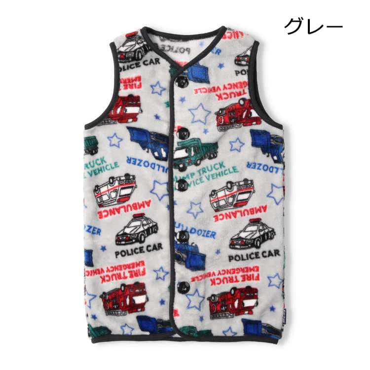 Heart and Working Car Pattern Boa Fleece Vest