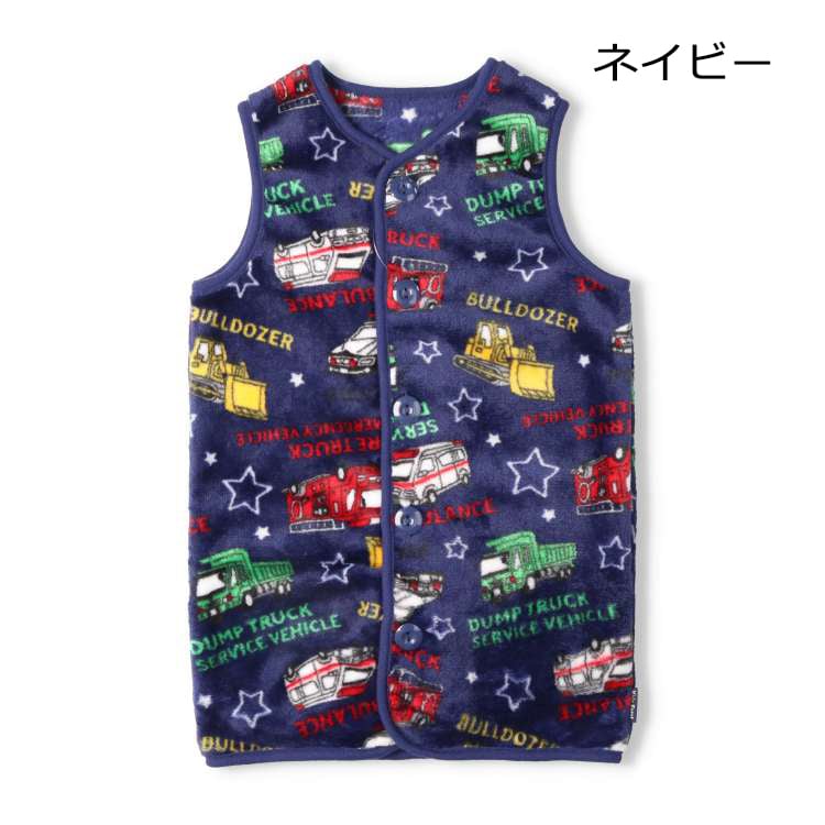 Heart and Working Car Pattern Boa Fleece Vest