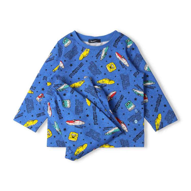 JR Shinkansen train print long sleeve pajamas