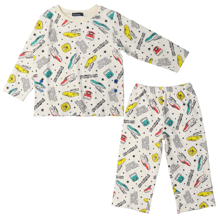 JR Shinkansen train print long sleeve pajamas