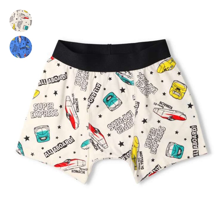 JR Shinkansen Train Print Boxer Shorts/Underwear (Blue, 120cm)