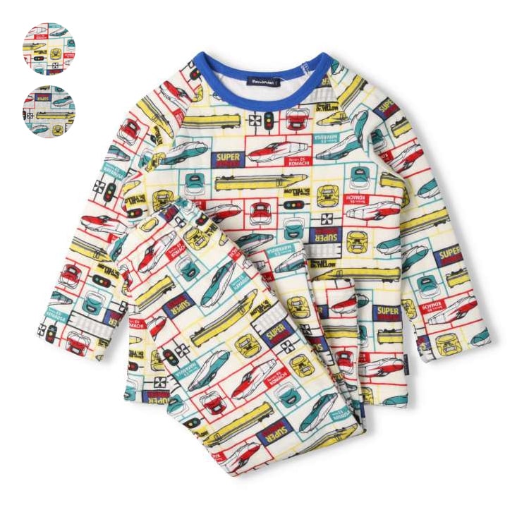 JR Shinkansen train plastic model style long sleeve quilted pajamas