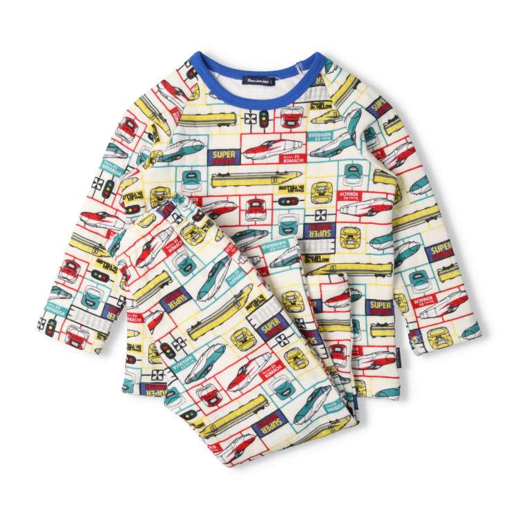 JR Shinkansen train plastic model style long sleeve quilted pajamas