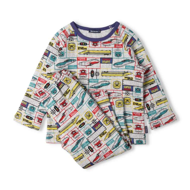 JR Shinkansen train plastic model style long sleeve quilted pajamas