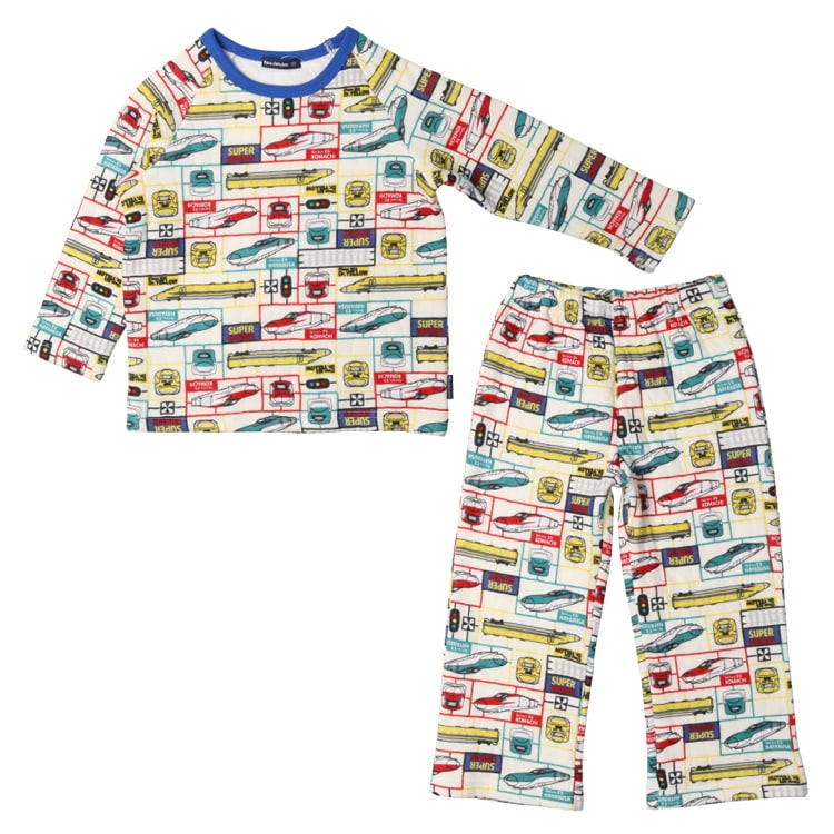 JR Shinkansen train plastic model style long sleeve quilted pajamas