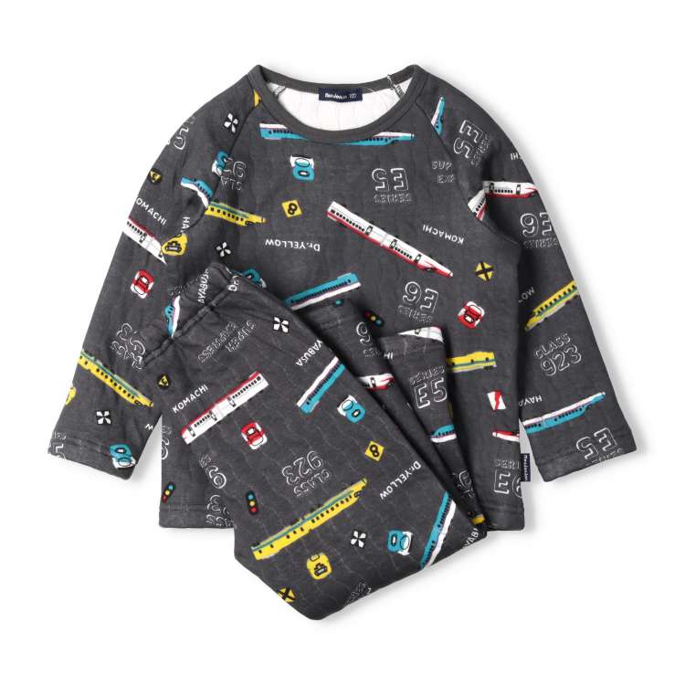 JR Shinkansen Train Print Long Sleeve Quilted Pajamas