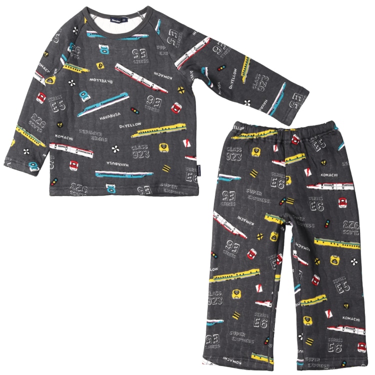 JR Shinkansen Train Print Long Sleeve Quilted Pajamas