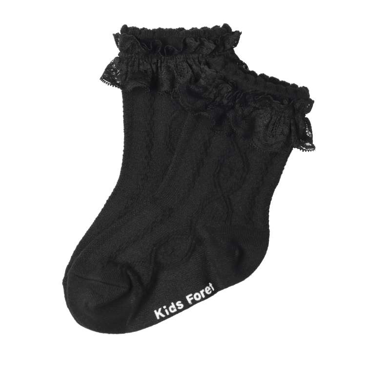 Ruffled cable knit crew socks