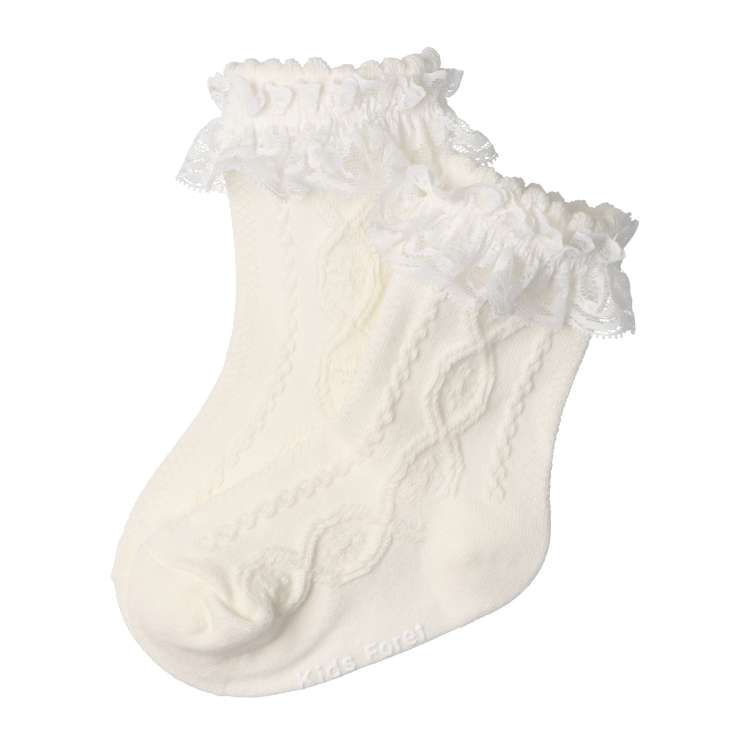 Ruffled cable knit crew socks