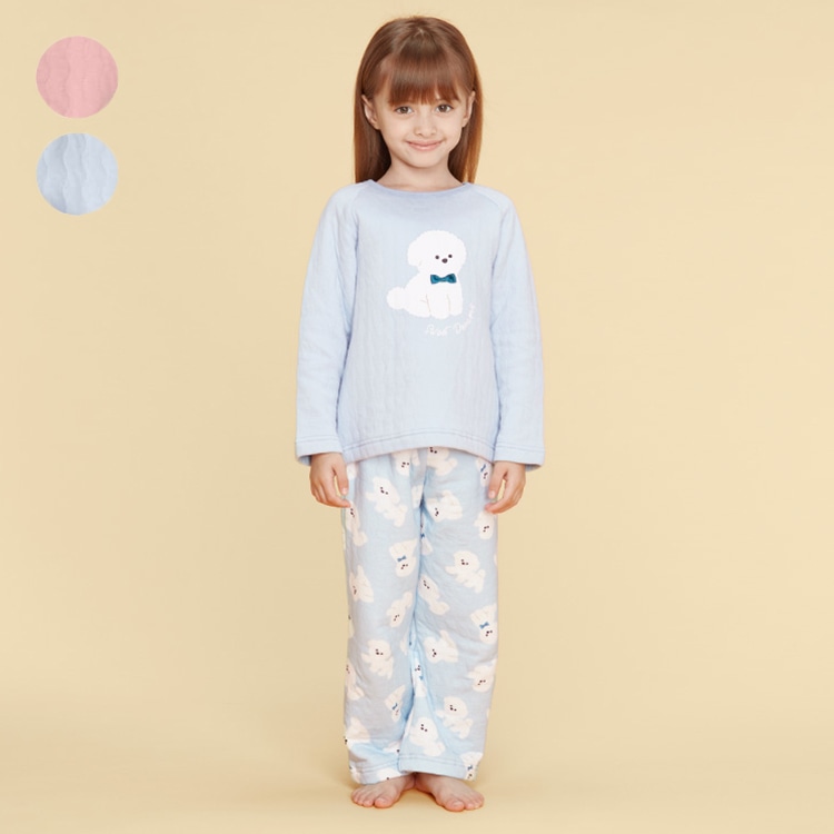 Pomeranian print long sleeve quilted pajamas